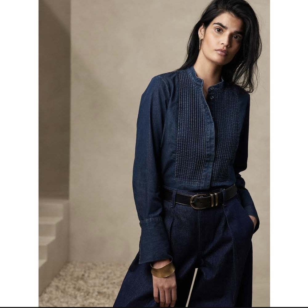 Banana Republic Signature Tuxedo Shirt Size Medium